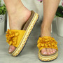 TIARE Yellow Summer Mules Sliders Wedge Shoes