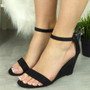 AIDEL Black Ankle Strap Open Toe Sandals 