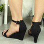 AIDEL Black Ankle Strap Open Toe Sandals 