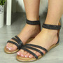 ANINA Black Diamante Summer Strappy Flat Sandals