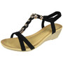 FOSTA Black Slingback Wedge Summer Sandals