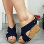 MESSINA Blue Wedge High Heel Party Sandals 