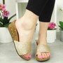 KATIE Champagne Mules Wedge Sliders Glitter Shoes 