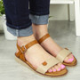 GIANNA Beige Casual Buckle Cushioned Sandals