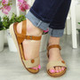 GIANNA Beige Casual Buckle Cushioned Sandals