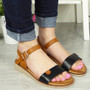 GIANNA Black Casual Buckle Cushioned Sandals