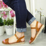 GIANNA Camel Casual Buckle Cushioned Sandals