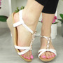 CALARIN White Wedges Slingback Elastic Sandals