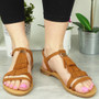 NOVA Camel Flat Buckle Open Toe Sandal