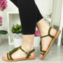 NOVA Green Flat Buckle Open Toe Sandal