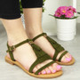 NOVA Green Flat Buckle Open Toe Sandal