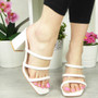 RILEY White Strappy Mules High Heel Sandal