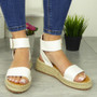 NATALIE White Flatform Hessian Buckle Sandal