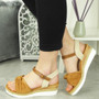 CLAIRE Camel Hessian Heels Buckle Sandal