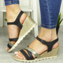 SOPHIE Black Heels Strappy Cushion sandal