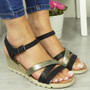 SOPHIE Black Heels Strappy Cushion sandal