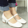 AUTUMN White Dance Square Toe Buckle Shoes