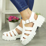 ERICA White Gladiator Chunky Heel Sandals