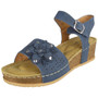 ELISA Blue Wedges Cushion Buckle Sandals