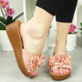 AUDREY Pink Wedges Sliders Mules Sandals