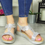 AMELIE Silver Strappy Elastic Platform Sandals