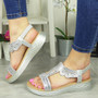 AMELIE Silver Strappy Elastic Platform Sandals
