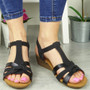 WILLOW Black Wedges Summer Buckle Sandals 