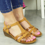 WILLOW Camel Wedges Summer Buckle Sandals 