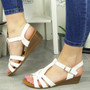 WILLOW White Wedges Summer Buckle Sandals 