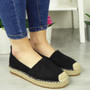 EDITH Black Loafers Slip On Hessian Sandals