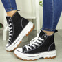 ROSIE Black Platform Lace Up Comfort Casual Sneakers