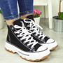 ROSIE Black Platform Lace Up Comfort Casual Sneakers