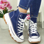 ROSIE Navy Platform Lace Up Comfort Casual Sneakers