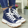 ROSIE Navy Platform Lace Up Comfort Casual Sneakers