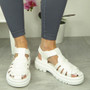 JOYE White Summer Strappy Flatform Buckle Sandals 