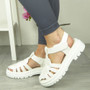 JOYE White Summer Strappy Flatform Buckle Sandals 