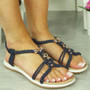 RUKIA Navy Summer Elastic Strappy Sandals 