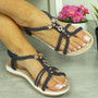 RUKIA Navy Summer Elastic Strappy Sandals 