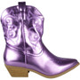 FRETTY Purple Cowboy Mid Calf Zip Boots