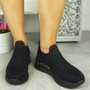 MANISA Black Sock Slip On Jogging Trainer Shoes 
