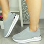 MANISA Grey Sock Slip On Jogging Trainer Shoes 