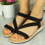  SCARLETT Black Wedge Sandals Elastic Open Toes Comfy 