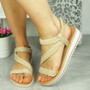    SCARLETT Khaki Wedge Sandals Elastic Open Toes Comfy 