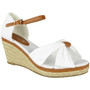 SIMRA White Canvas Wedges Heel Buckle Shoes   