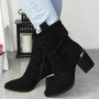 SOVA Black Cowboy Mid Calf High Heel Western Zip Boots