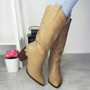 ZOORA Khaki Cowboy Western Mid Calf Zip Heel Boots