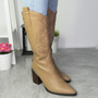 ZOORA Khaki Cowboy Western Mid Calf Zip Heel Boots