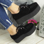 LAILA Black Double Platform Creepers Trainers 