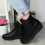 AVAE Black Wedge Heel Wedge Boots 