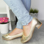 CARNATY Gold Court Bow Mid Heel Party Shoes